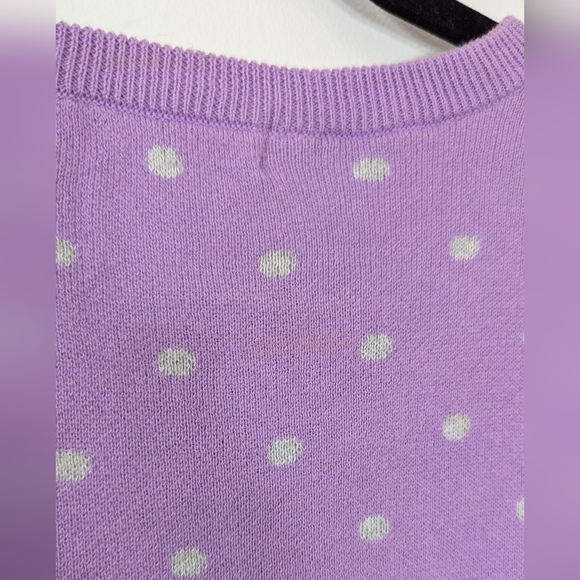 Liz Claiborne Sweater Purple with Gray Dots Sz Medium - Picture 4 of 12